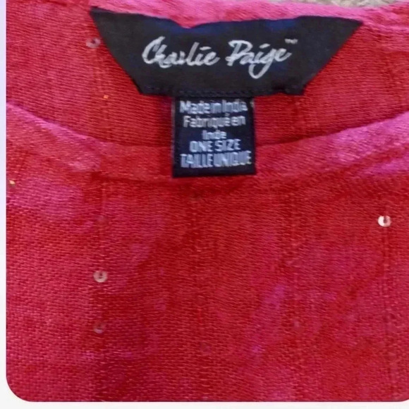 Charlie Paige Hot Pink Poncho Style Short Sleeve Sparkle  Top Size 0/S - Picture 7 of 8